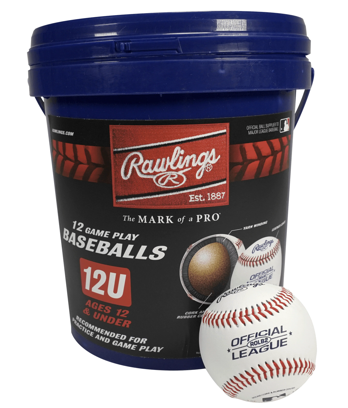 Youth Practice Baseball Bucket, 12 Count Q143845