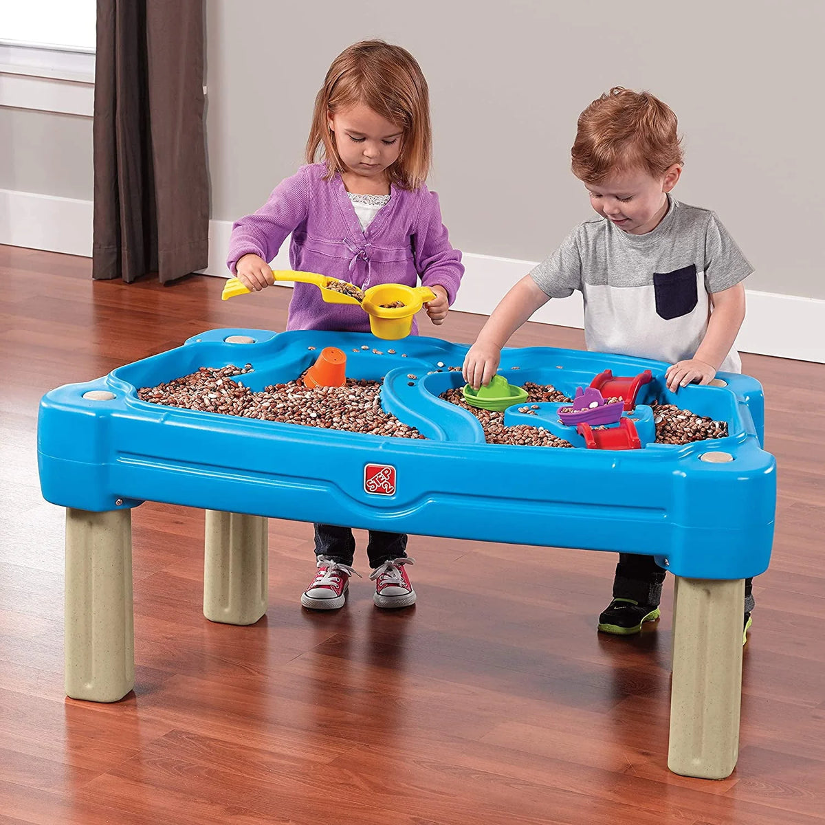 Blue Plastic Sandbox and Water Table with Cover and Umbrella Z572