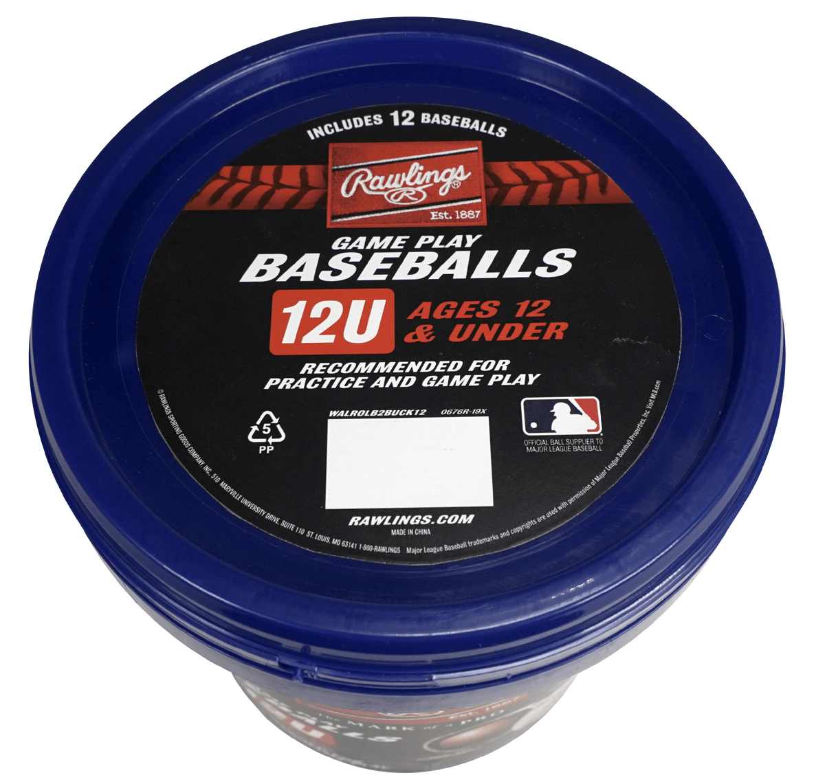 Youth Practice Baseball Bucket, 12 Count Q143845
