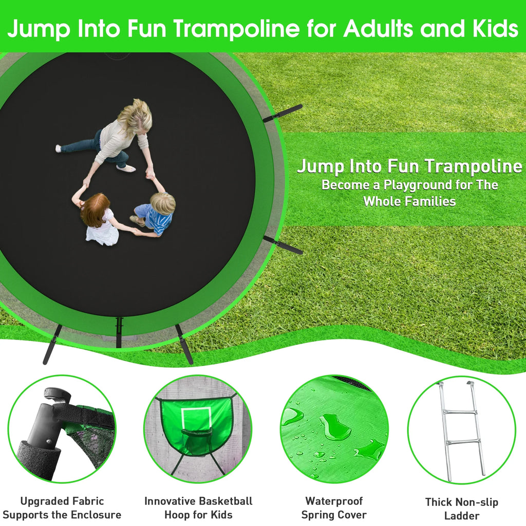 16FT 1500LBS Trampoline with Enclosure and Basketball Hoop X3074