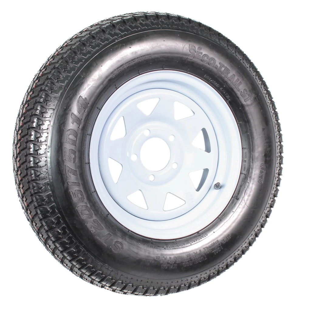2-Pk Trailer Tire On Rim ST205/75D14 LRC 5 Hole White Spoke Wheel I85104