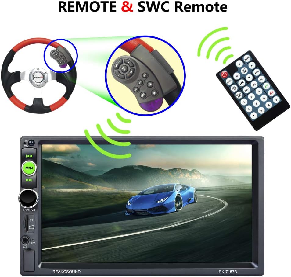 Double Din Car Stereo with CarPlay Android Auto Bluetooth 7 Inch Touch Screen Backup Camera J69380