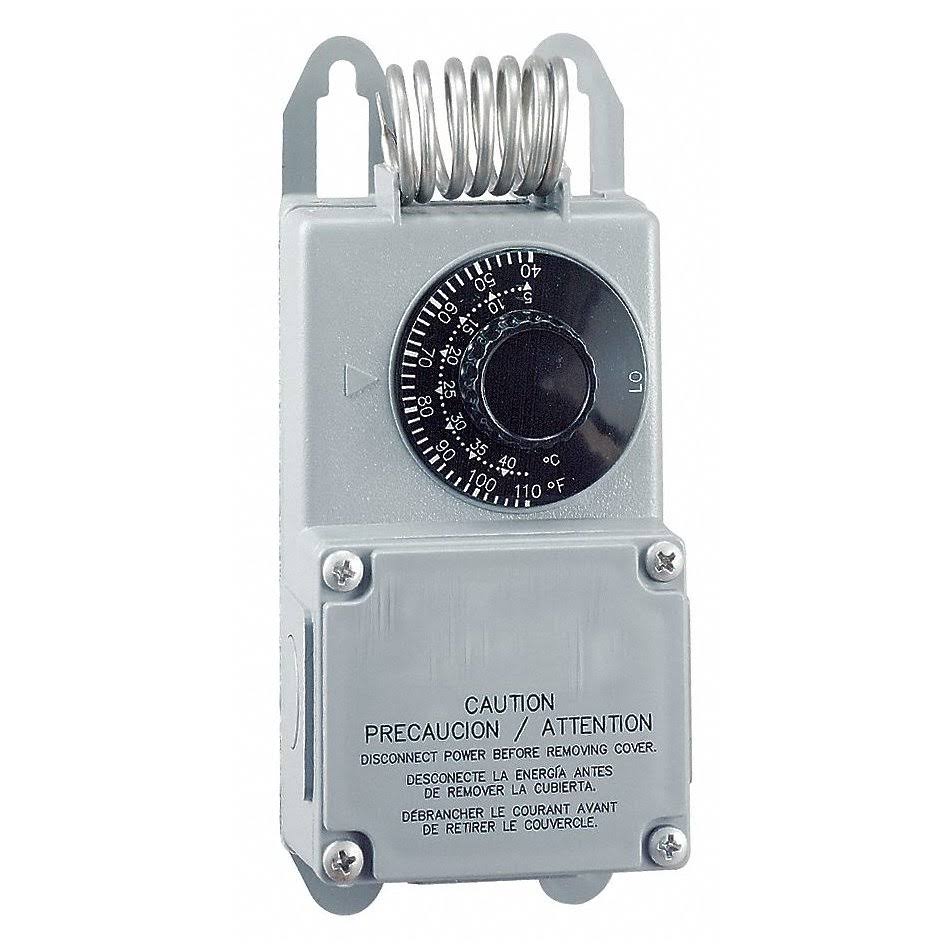 Line Volt Mechanical Tstat, 24 to 277VAC, Gray D454419