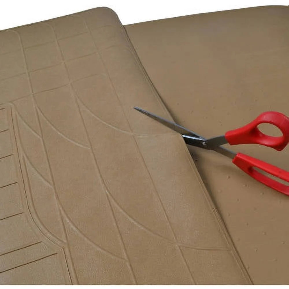 Black Beige Gray 4 Pieces Rubber Car Floor Mats with Trunk Cargo Mat I904820