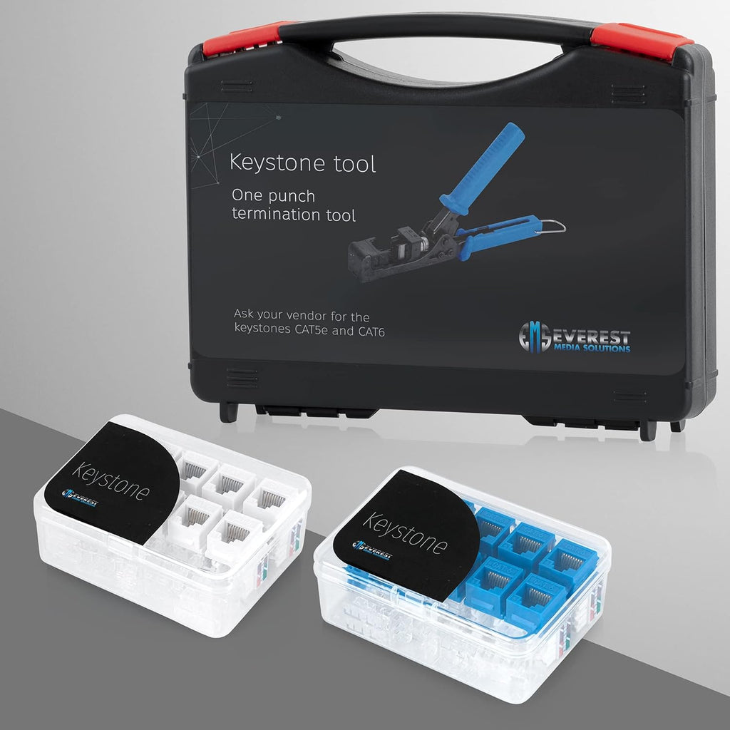 RJ45 UTP Keystone Jack Termination Tool Set with 10 Blue & 10 White Cat6/5e Connectors G135