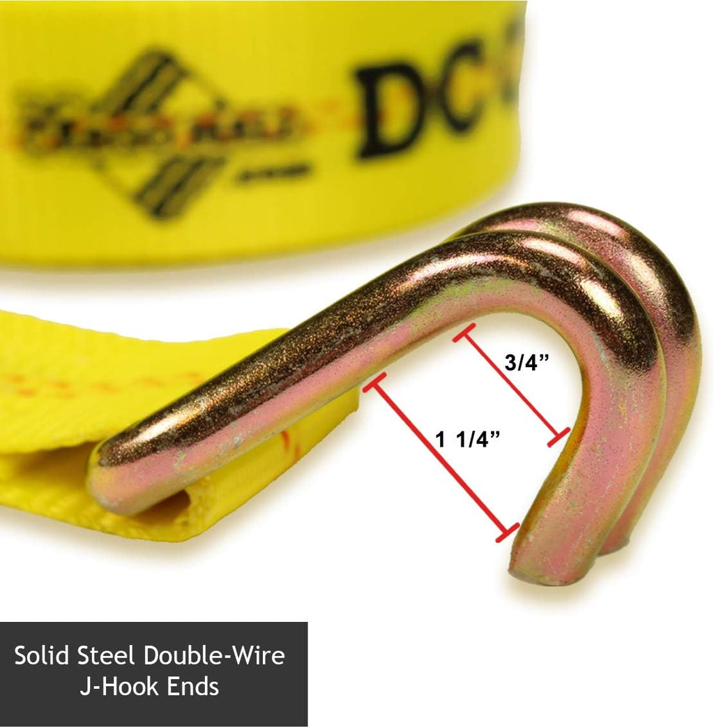 4-Pack Ratchet Tie-Down Straps with Double Wire J-Hooks, 2 x 27' V308792