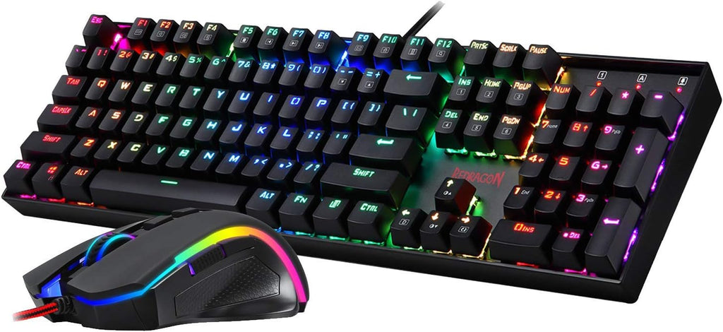 Mechanical Gaming Keyboard and Mouse Combo Wired RGB Backlit 104 Key 7200 DPI N91837