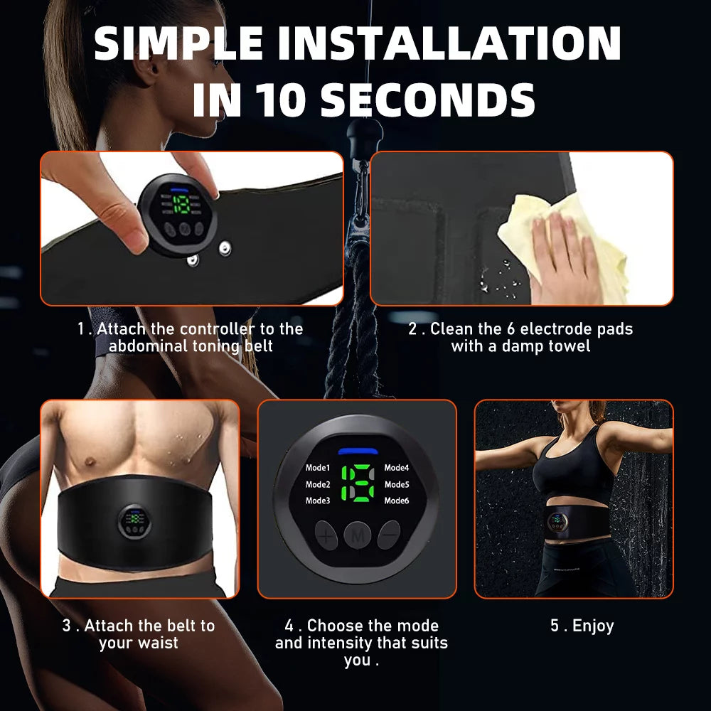 USB Charging Smart Abdominal Fitness Belt with 6 Modes 15 Levels M254187