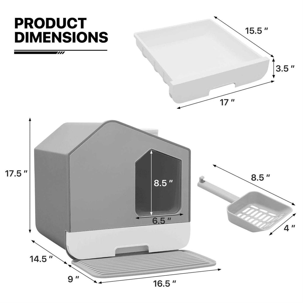 Hooded Fully Enclosed Splash-Proof Cat Litter Box with Mat G5383