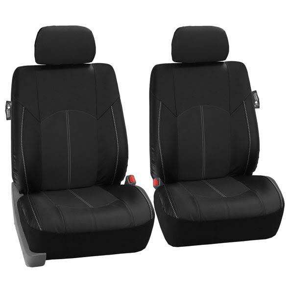 Black Perforated Leatherette Full Set Car Seat Covers K5260