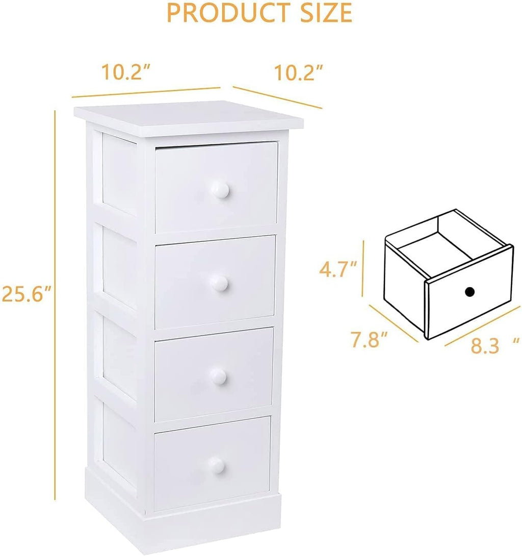 White 4 Drawer Wooden Bathroom Storage Cabinet T545540