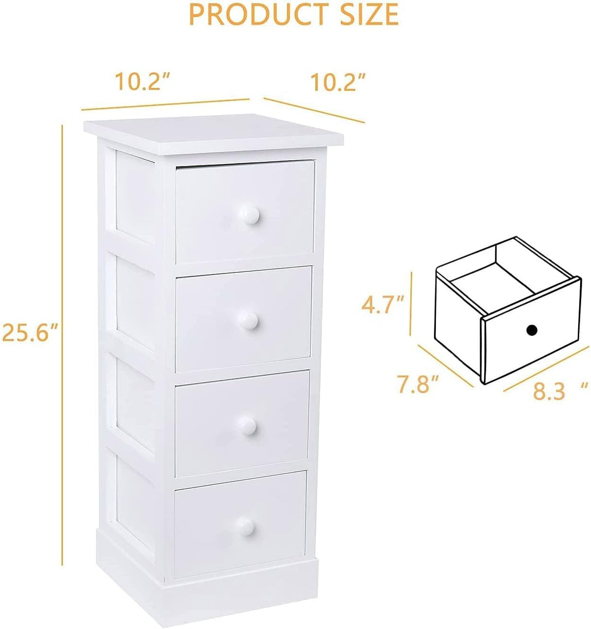 White 4 Drawer Wooden Bathroom Storage Cabinet T545540