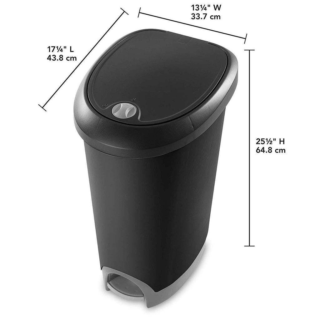 12.6 Gallon Locking StepOn Wastebasket Black 2 Pack Y55482