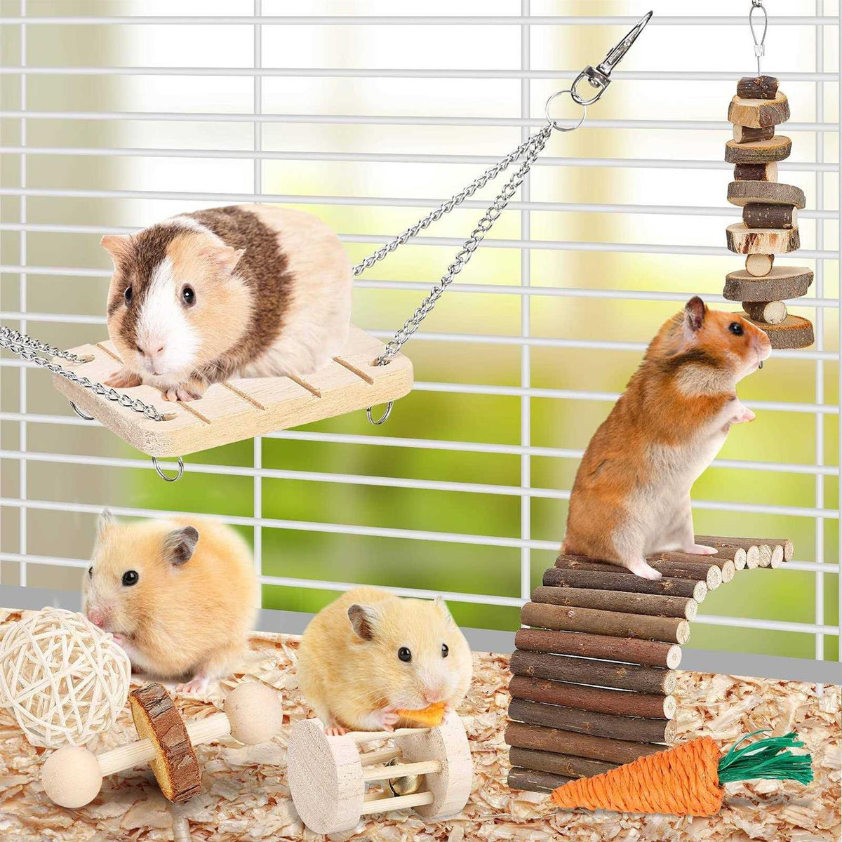 Hamster Chew Toys Set Small Animal Molar Teeth Care Wooden Accessories E23523