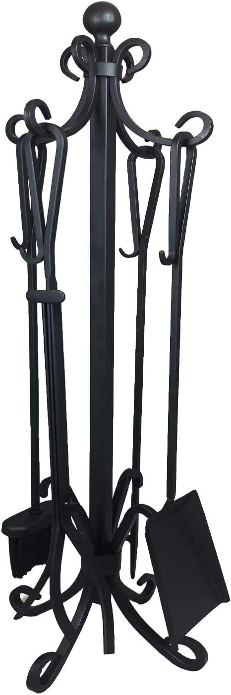 5 Piece Cast Iron Fireplace Toolset with Stand U9011