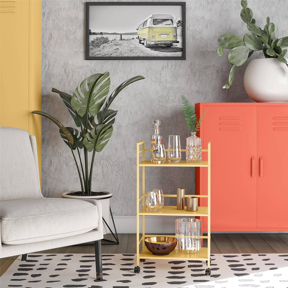 Yellow Metal Rolling Cart R5748