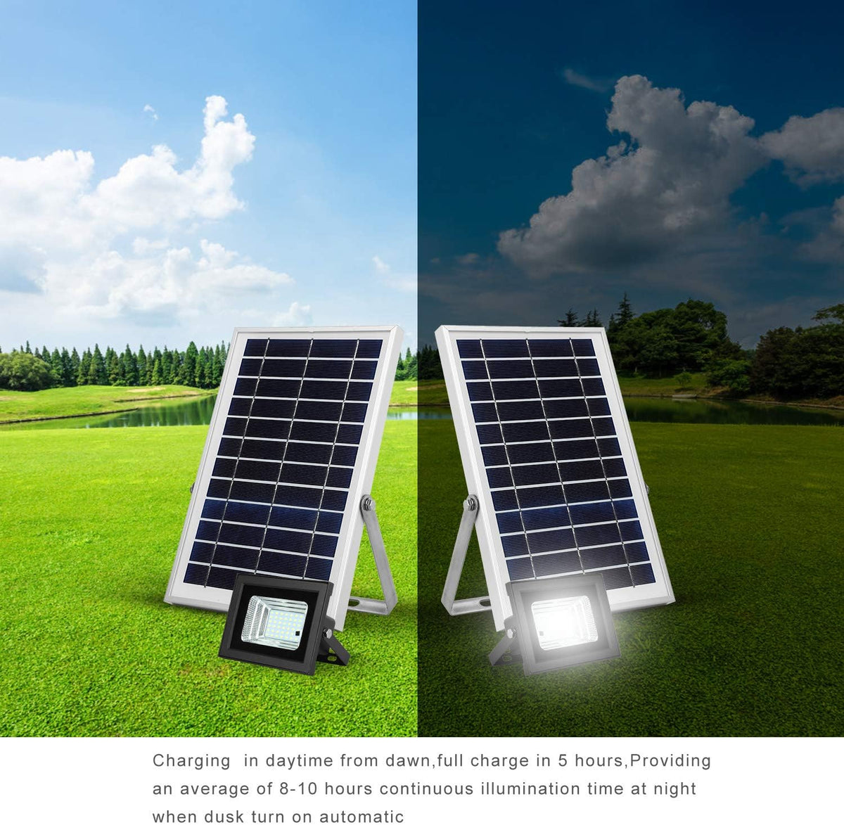 Dual 42 LEDs 6500K Dusk to Dawn IP65 Waterproof Solar Flood Lights I6766