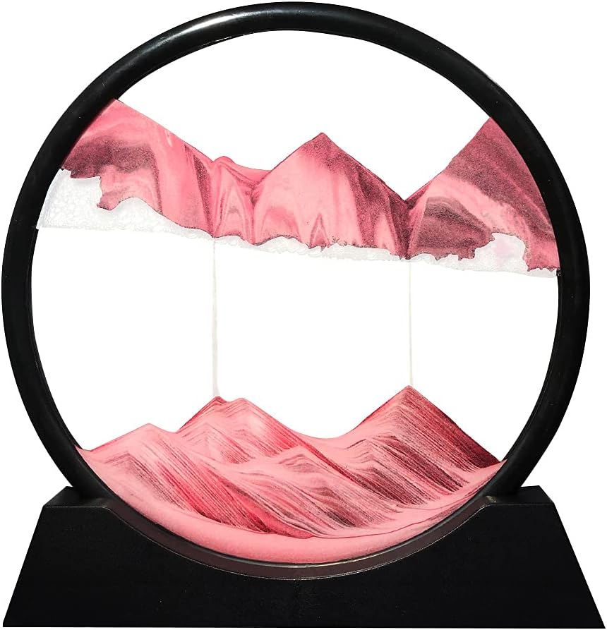 Moving Sand Art Picture Round Glass 3D Deep Sea (Blue, 7 Inch) T2387