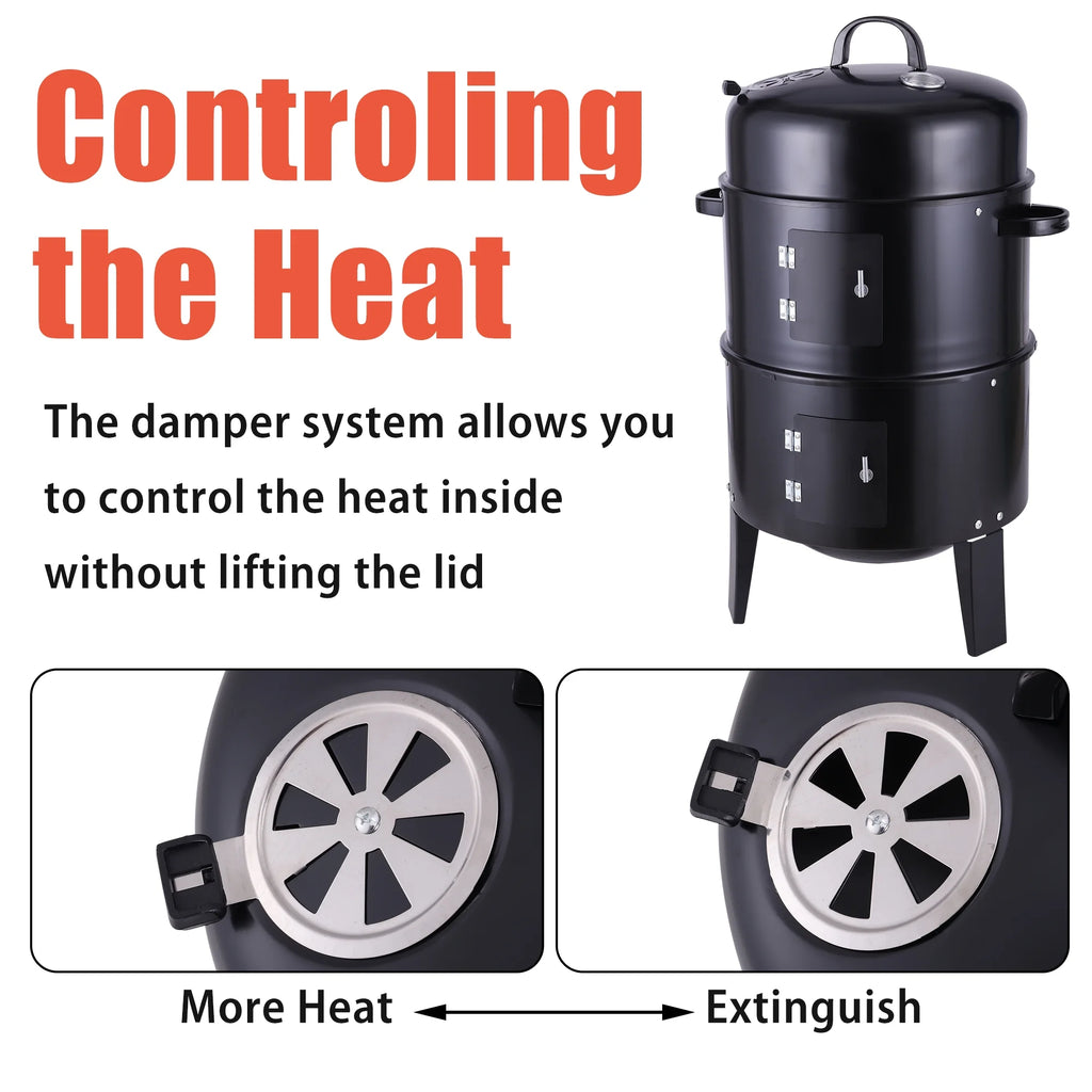 Portable Charcoal Smoker Grill O259