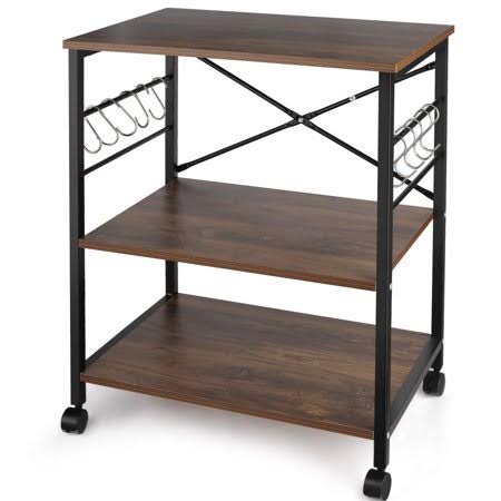 3 Tier Microwave Kitchen Cart with Casters O95062