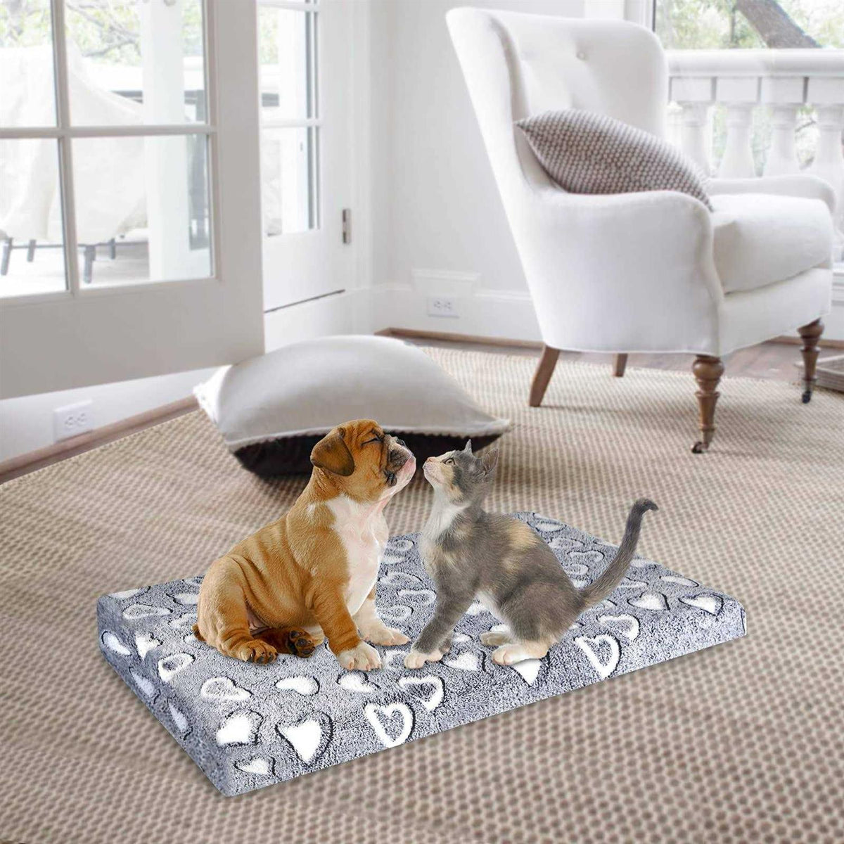 Reversible Dog Crate Mat with Removable Washable Cover H788