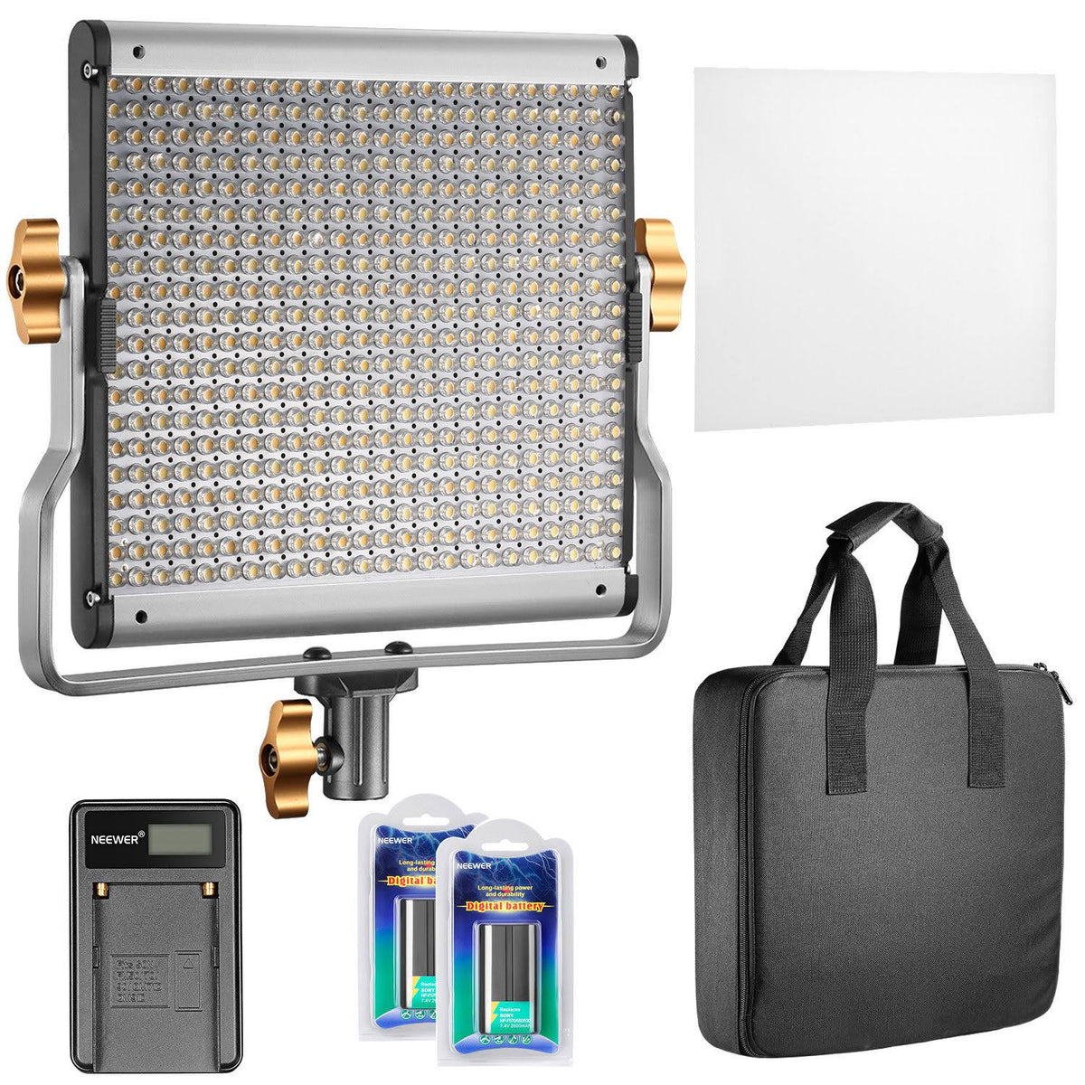 Dimmable Bi-Color 480 LED Video Light 3200-5600k with Battery and USB Charger C638852