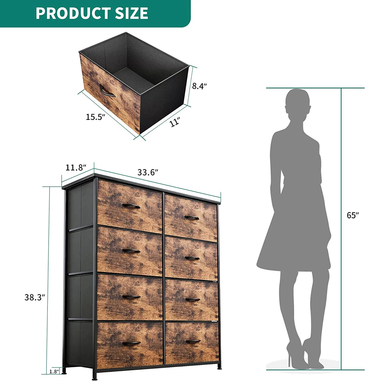 8 Drawer Fabric Dresser J514795