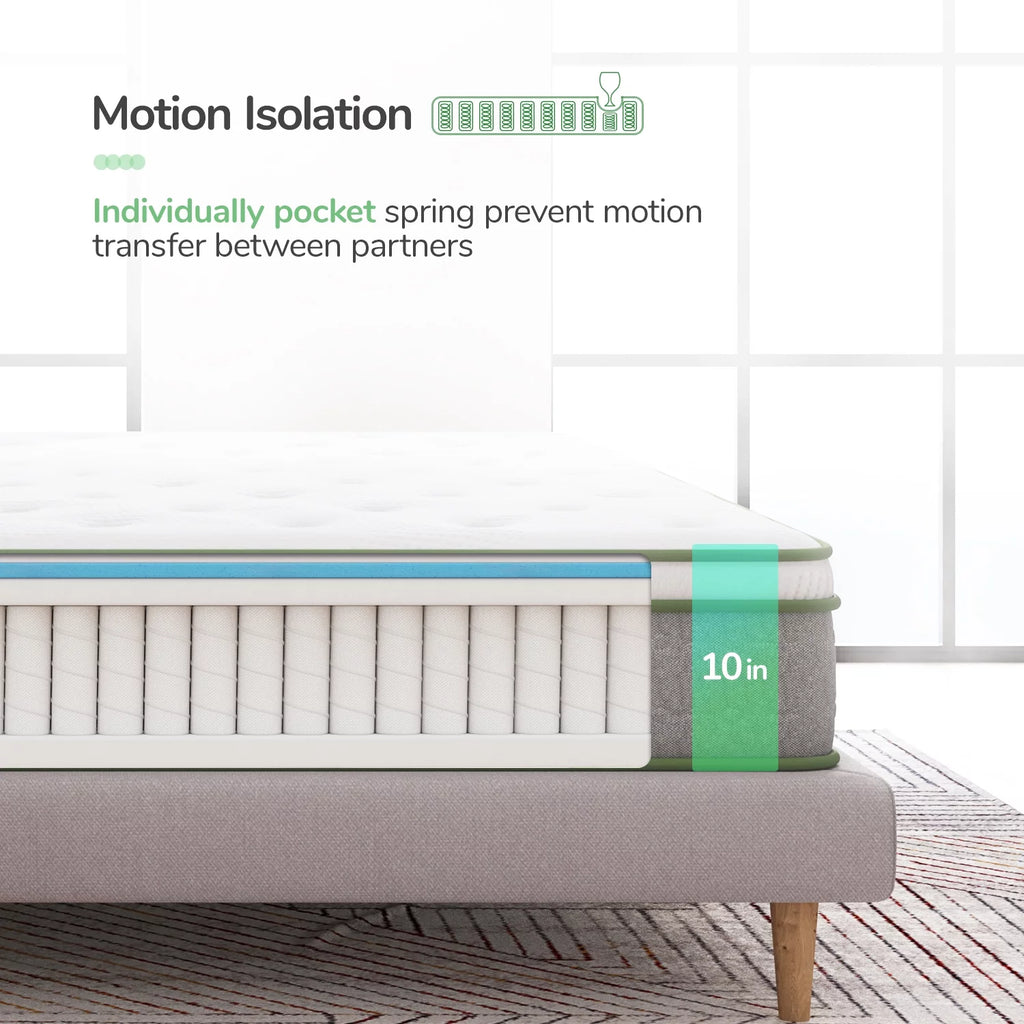 10 inch Memory Foam Hybrid Pocket Spring Mattress King Y16052