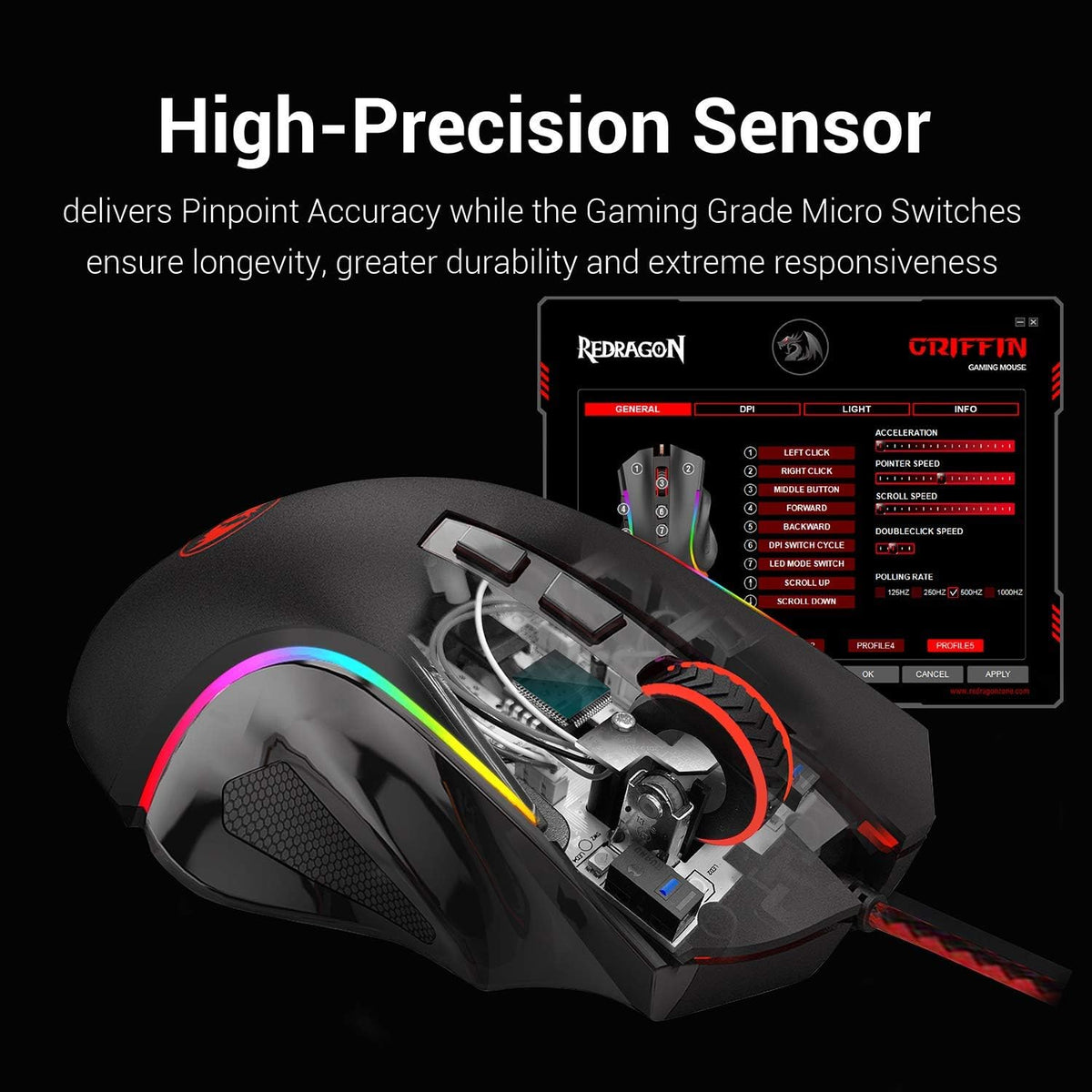 Mechanical Gaming Keyboard and Mouse Combo Wired RGB Backlit 104 Key 7200 DPI N91837