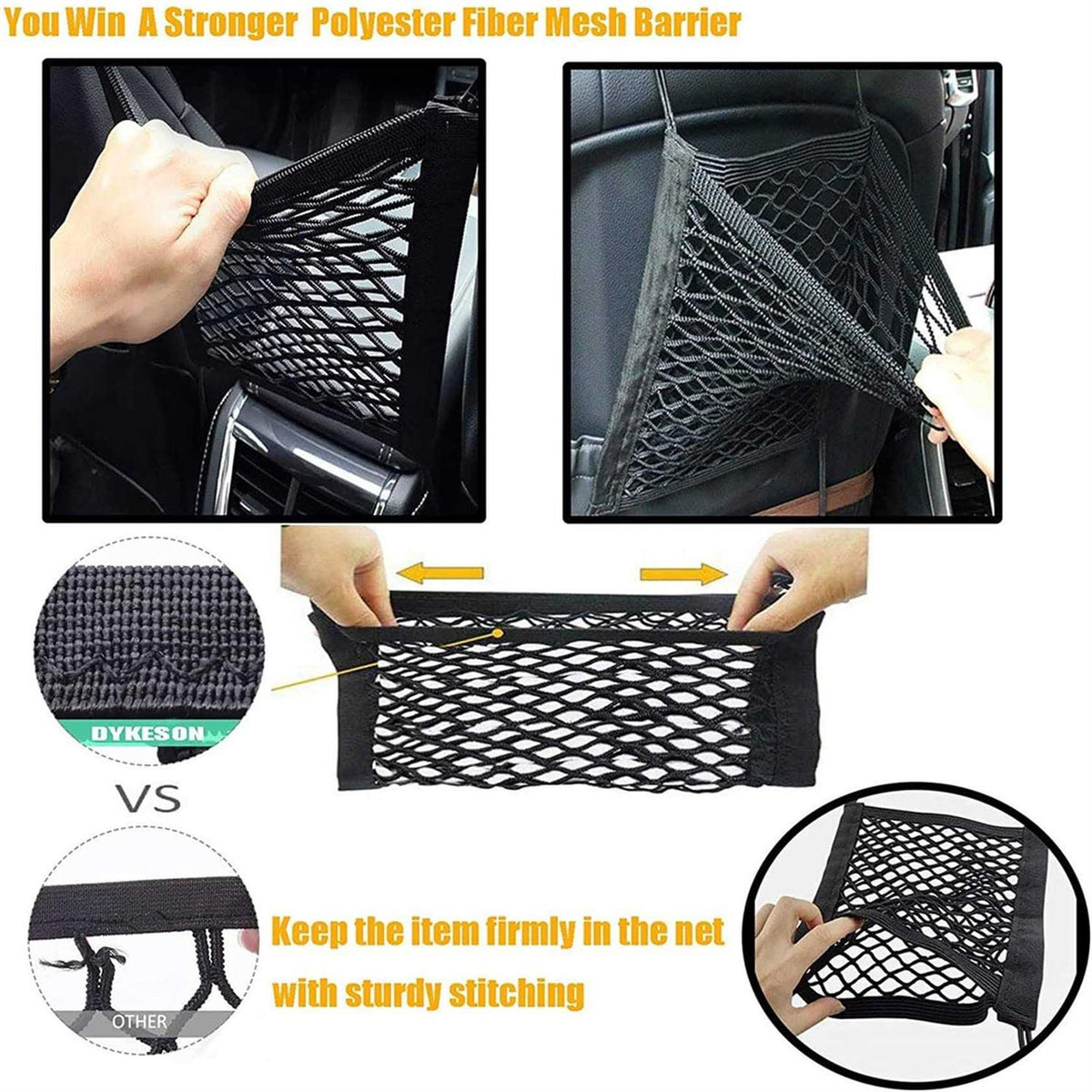 Dog Car Net Barrier with Mesh Organizer Storage Bag V4402