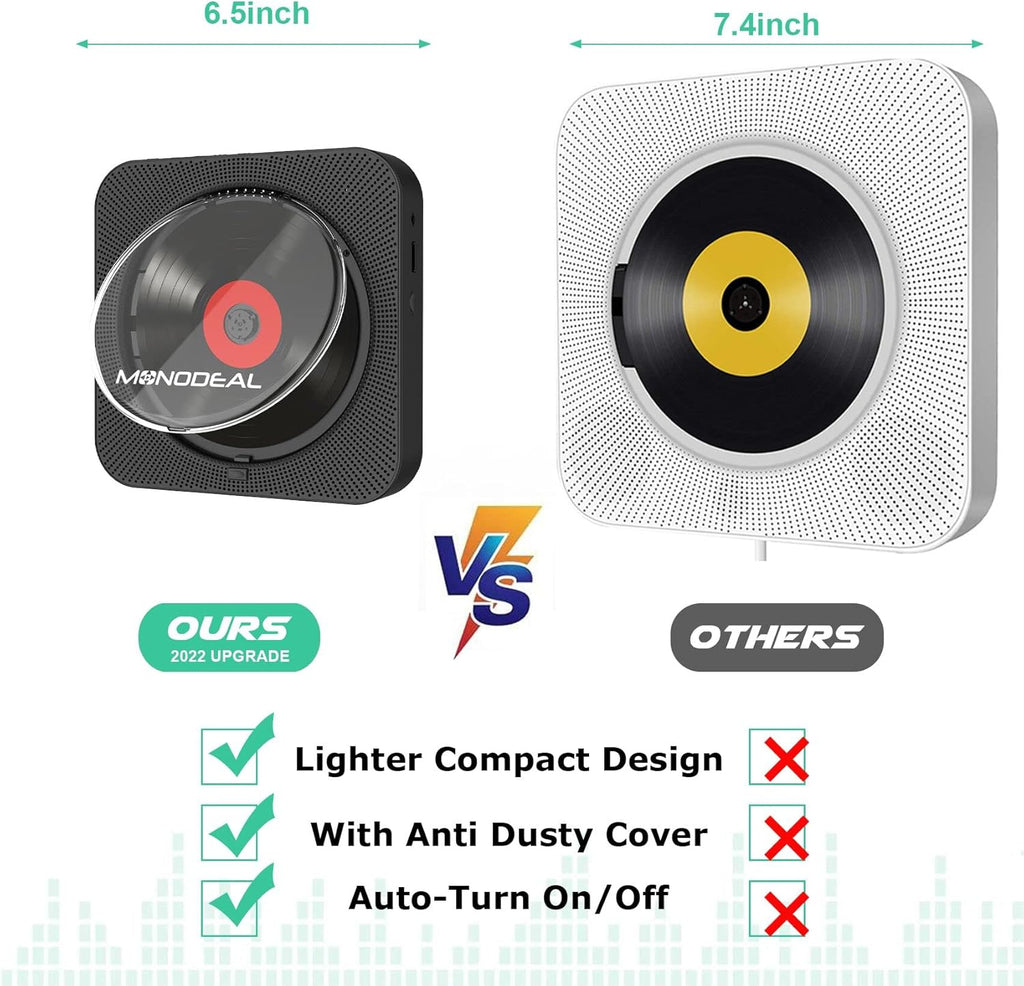 Wall Mounted Bluetooth CD Player with Built-in Dual Speakers Z86764