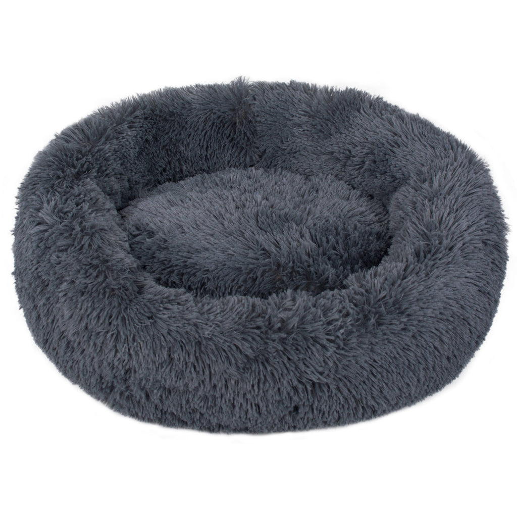 White Fauxfur Round Donut Pet Bed X159033