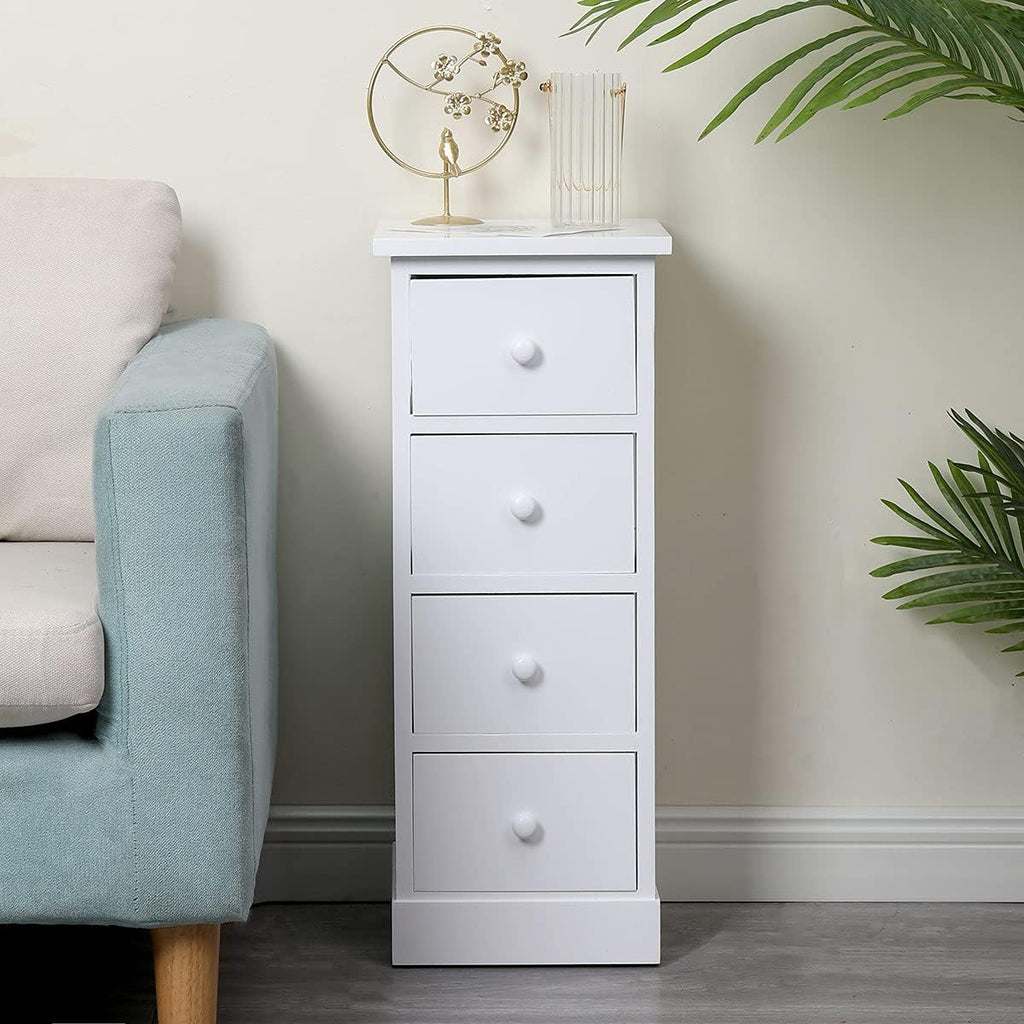 White 4 Drawer Wooden Bathroom Storage Cabinet T545540
