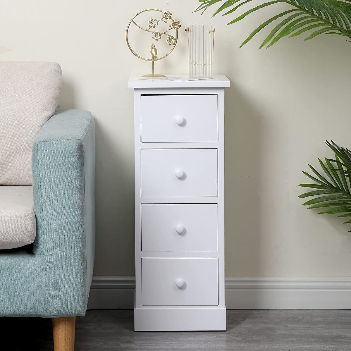 White 4 Drawer Wooden Bathroom Storage Cabinet T545540