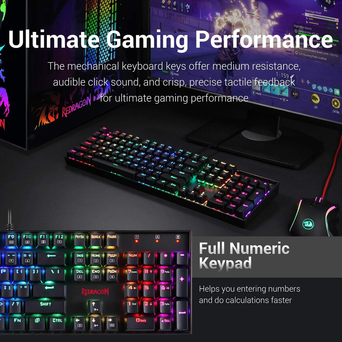 Mechanical Gaming Keyboard and Mouse Combo Wired RGB Backlit 104 Key 7200 DPI N91837