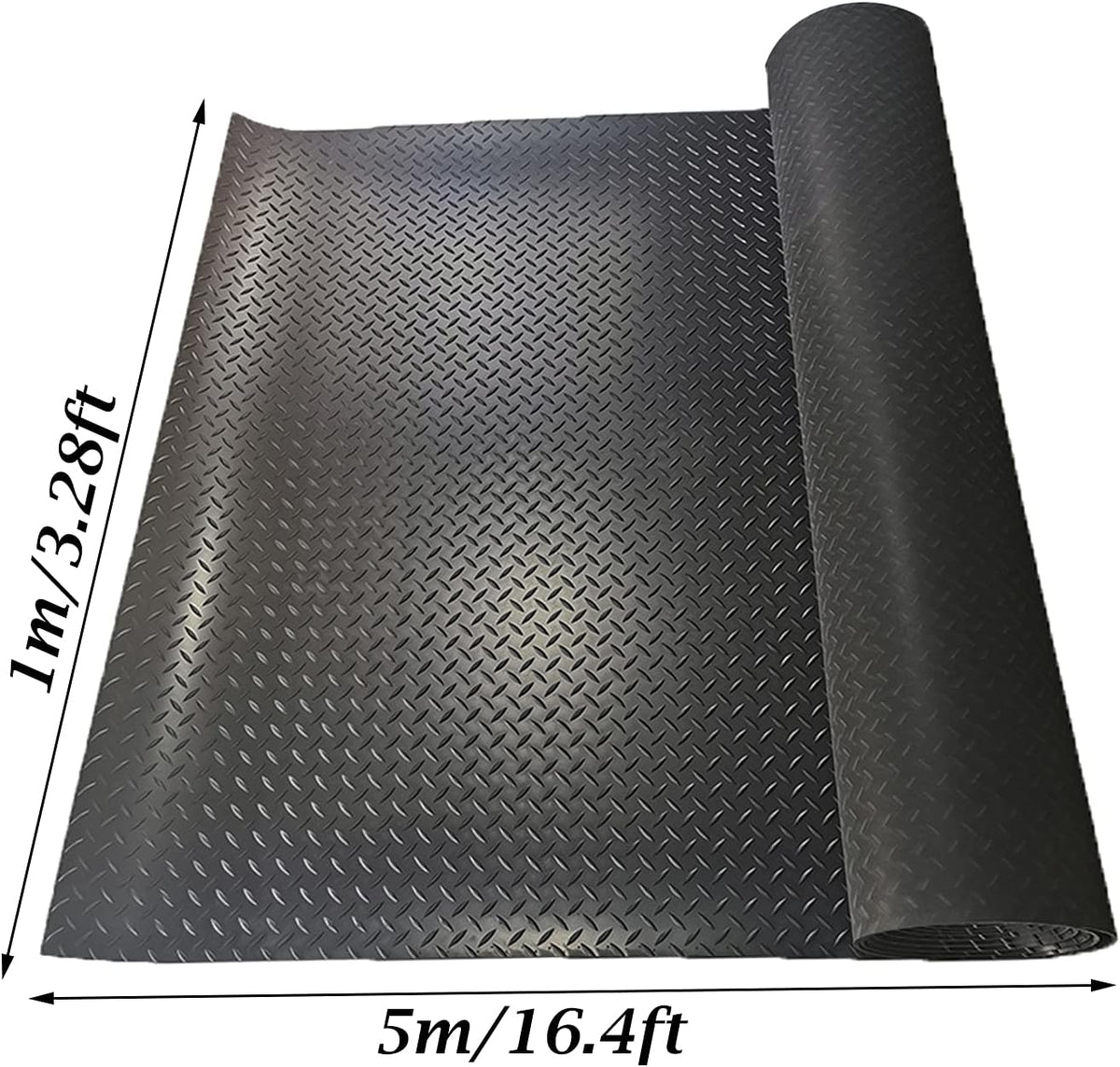 Rubber Garage Floor Mat 16.4 x 3.3 ft Non-Slip 1/8 in Thick M46406