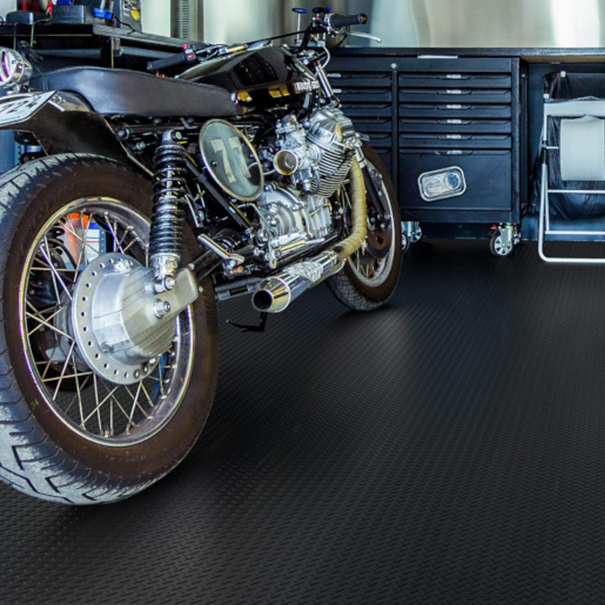 Rubber Garage Floor Mat 16.4 x 3.3 ft Non-Slip 1/8 in Thick M46406