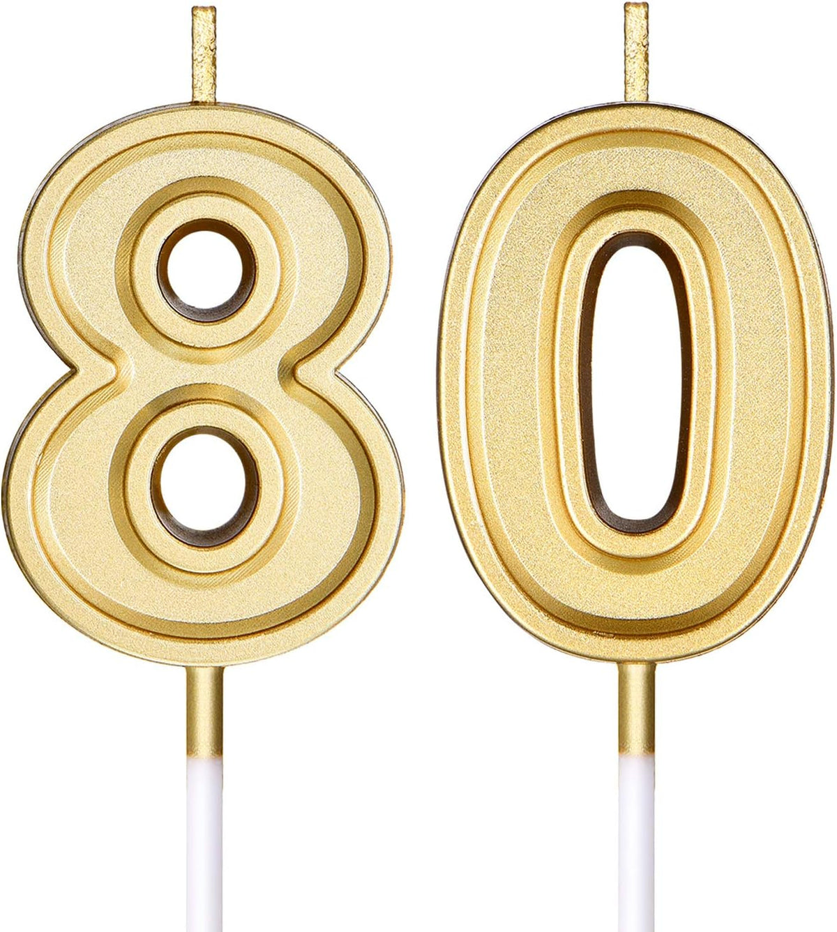 80th Birthday Numeral Cake Candles Gold S341