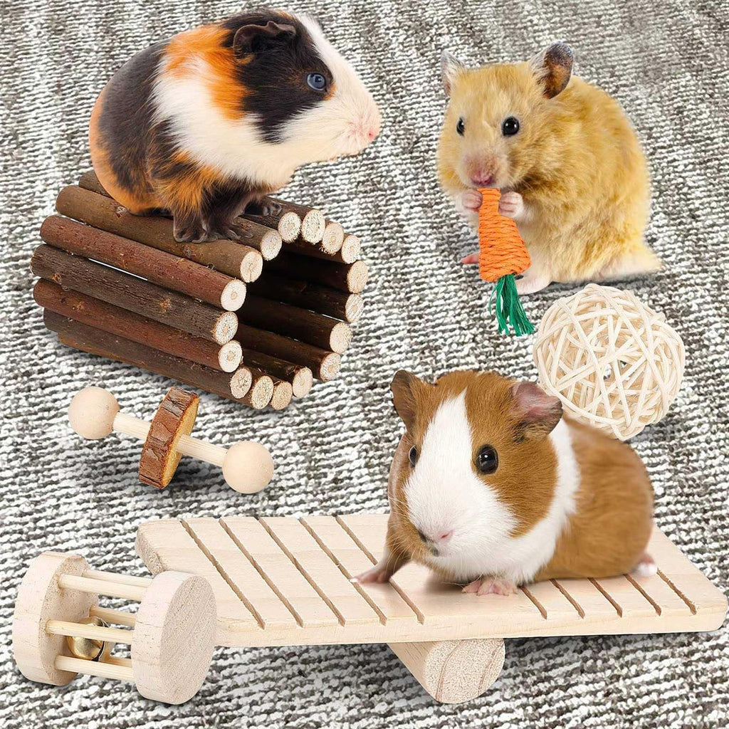 Hamster Chew Toys Set Small Animal Molar Teeth Care Wooden Accessories E23523