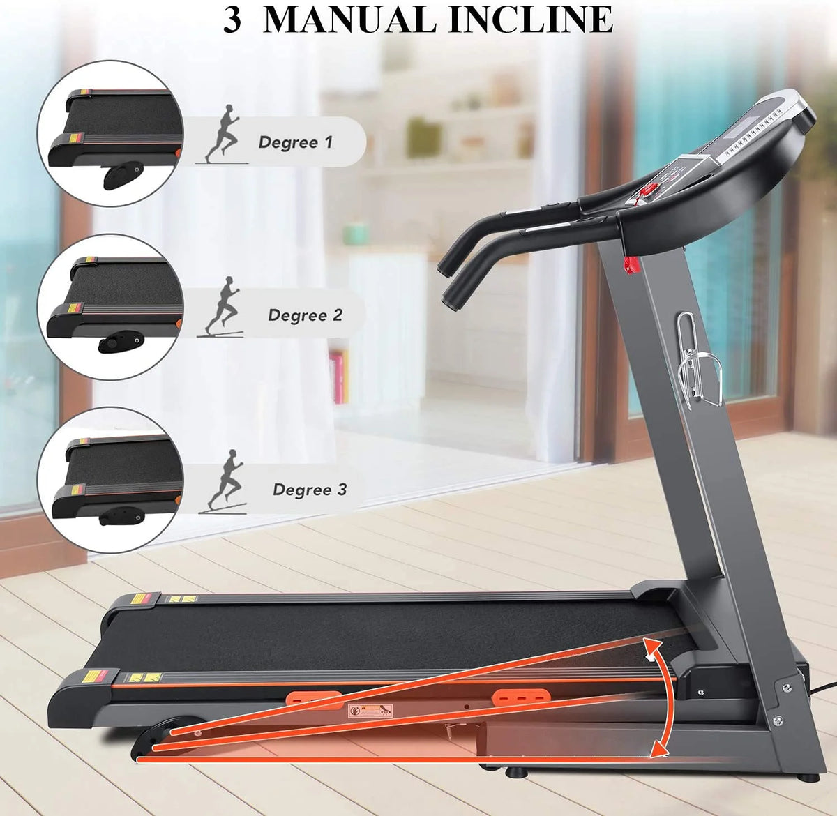 Electric Foldable Treadmill 2.5 HP 3 Levels Incline K561