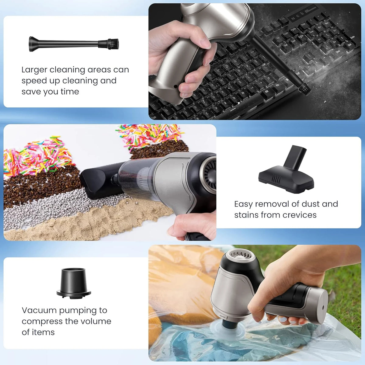 9000Pa 120W Wet and Dry Handheld Car Vacuum Cleaner B389