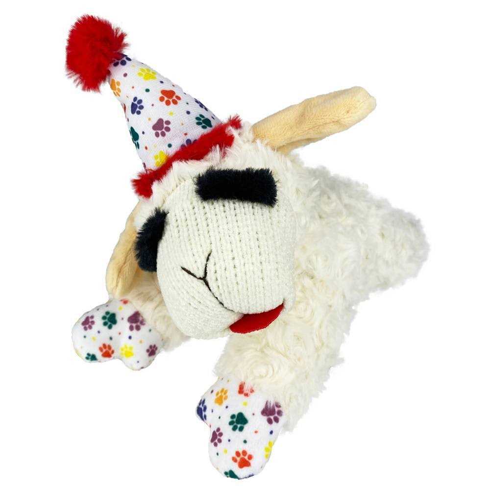 Lamb Chop Dog Toy with Birthday Hat E705684
