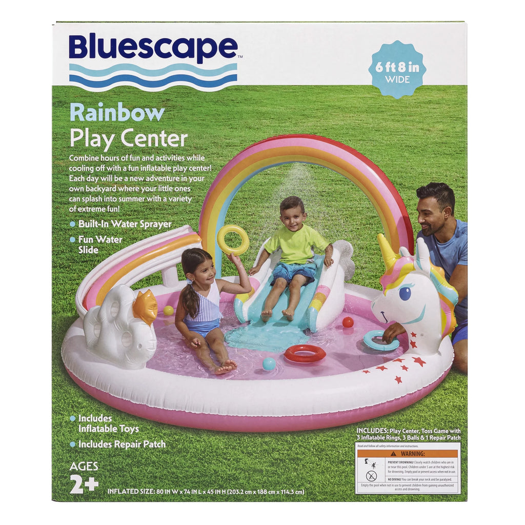 Rainbow Unicorn Kids Splash Pool with Sprinkler F50619