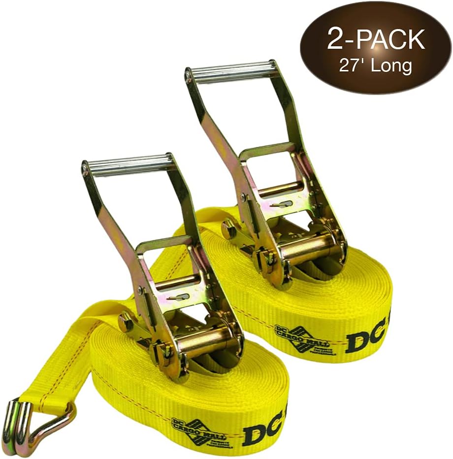 4-Pack Ratchet Tie-Down Straps with Double Wire J-Hooks, 2 x 27' V308792