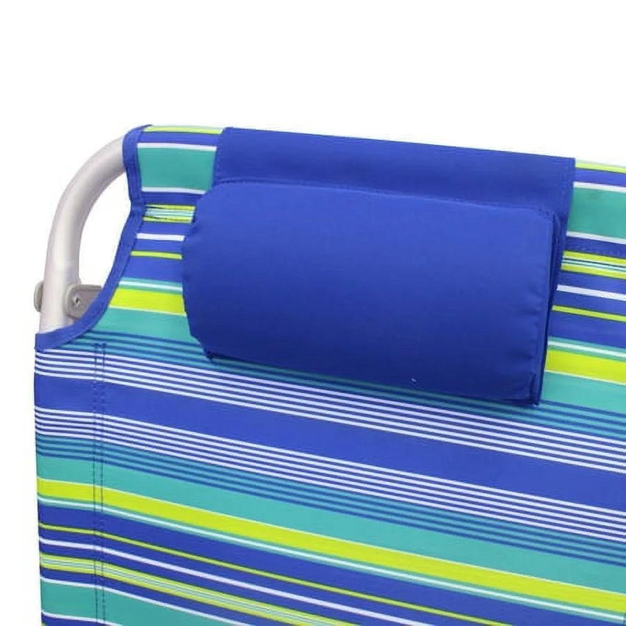 2-Pack Lay-Flat Backpack Chair Blue & Green Stripe K963