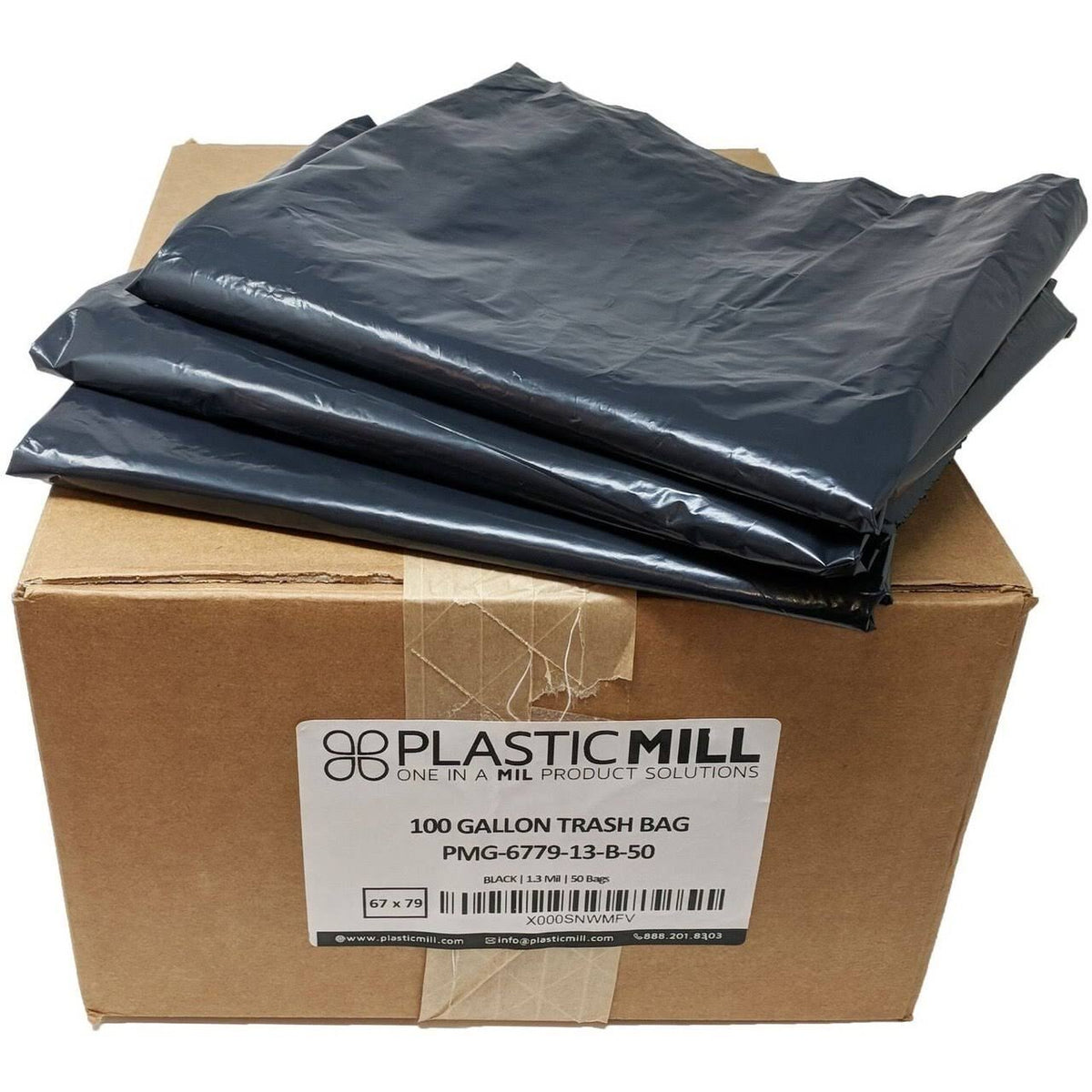 100 Gallon Black 2 Mil Heavy Duty Garbage Bags J42625