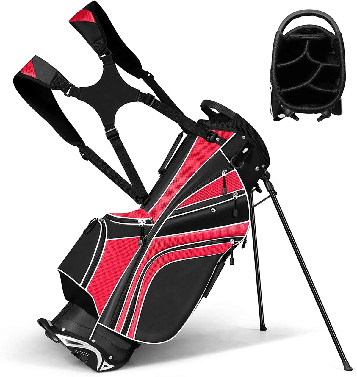 Golf Stand Cart Bag with 6 Way Divider Black U462