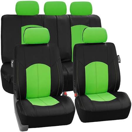 Black Perforated Leatherette Full Set Car Seat Covers K5260