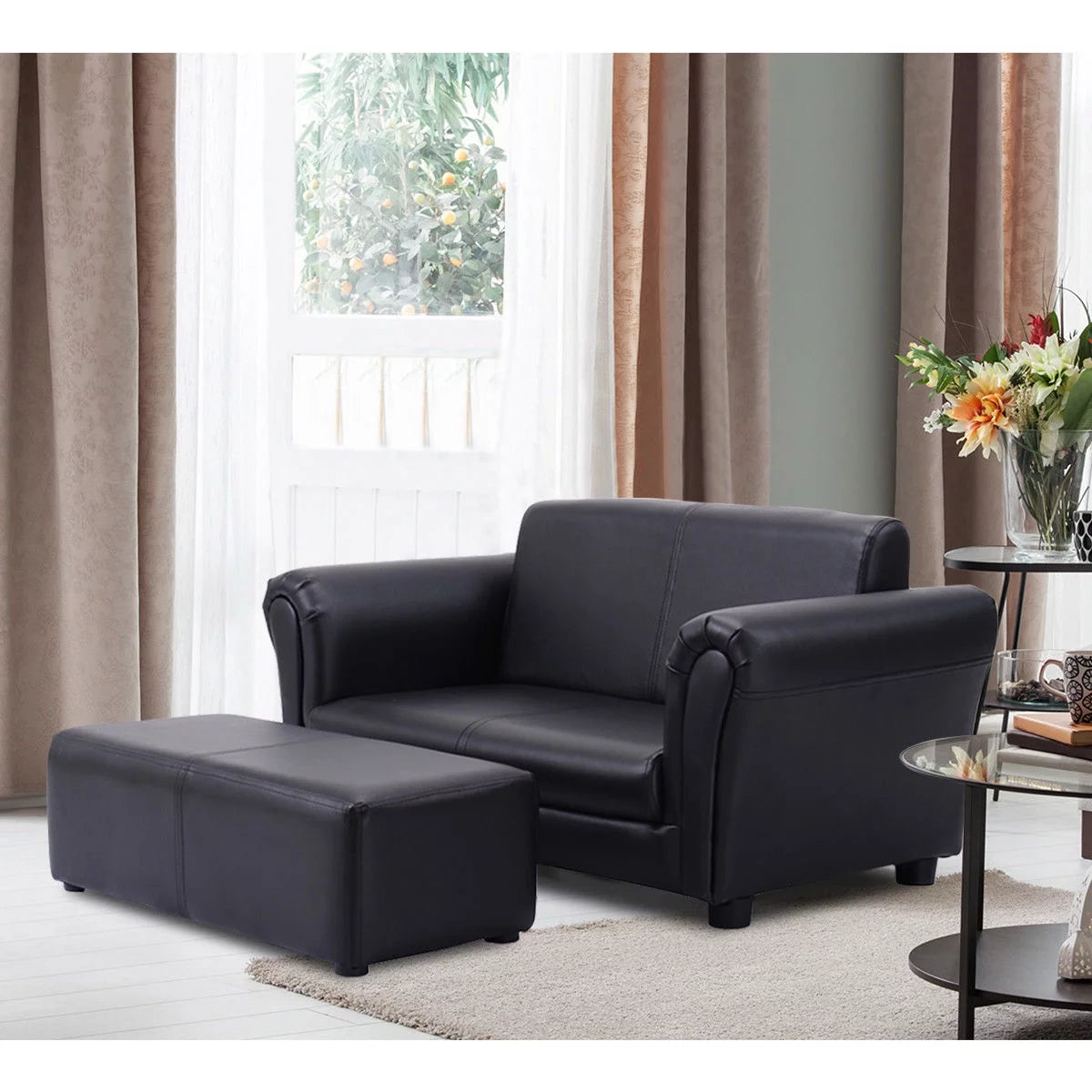 Kids Sofa Armrest Chair Couch Lounge in Black D192