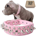 Adjustable Leather Spiked Studded Dog Collar H3955